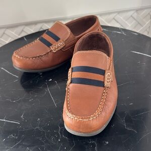 Florsheim Boy’s Jasper Strap Jr Saddle Tan/HVN Selle Loafers Navy Strip 3 1/2M